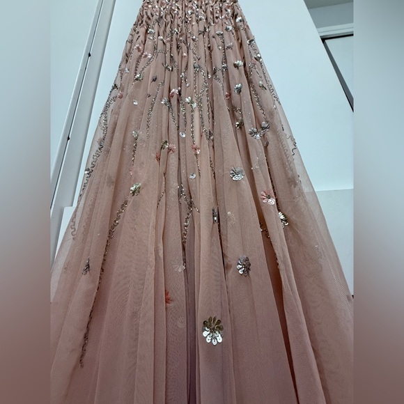 NWOT Mac Duggal 5654 Blush Pink Floral Embellished Halter Strap A Line Gown 6 - Picture 6 of 16